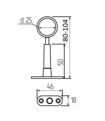 Держатель трубы d25 мм регулируемый сквозной (хром) - 2 шт