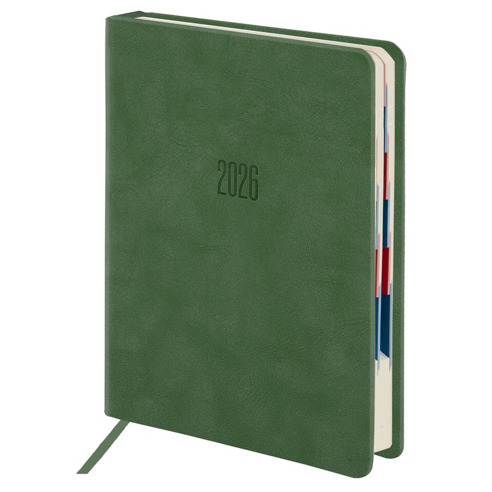 Ежедневник датированный 2026 B6 125х173 мм GALANT "Vivid" под кожу зеленый (117409)