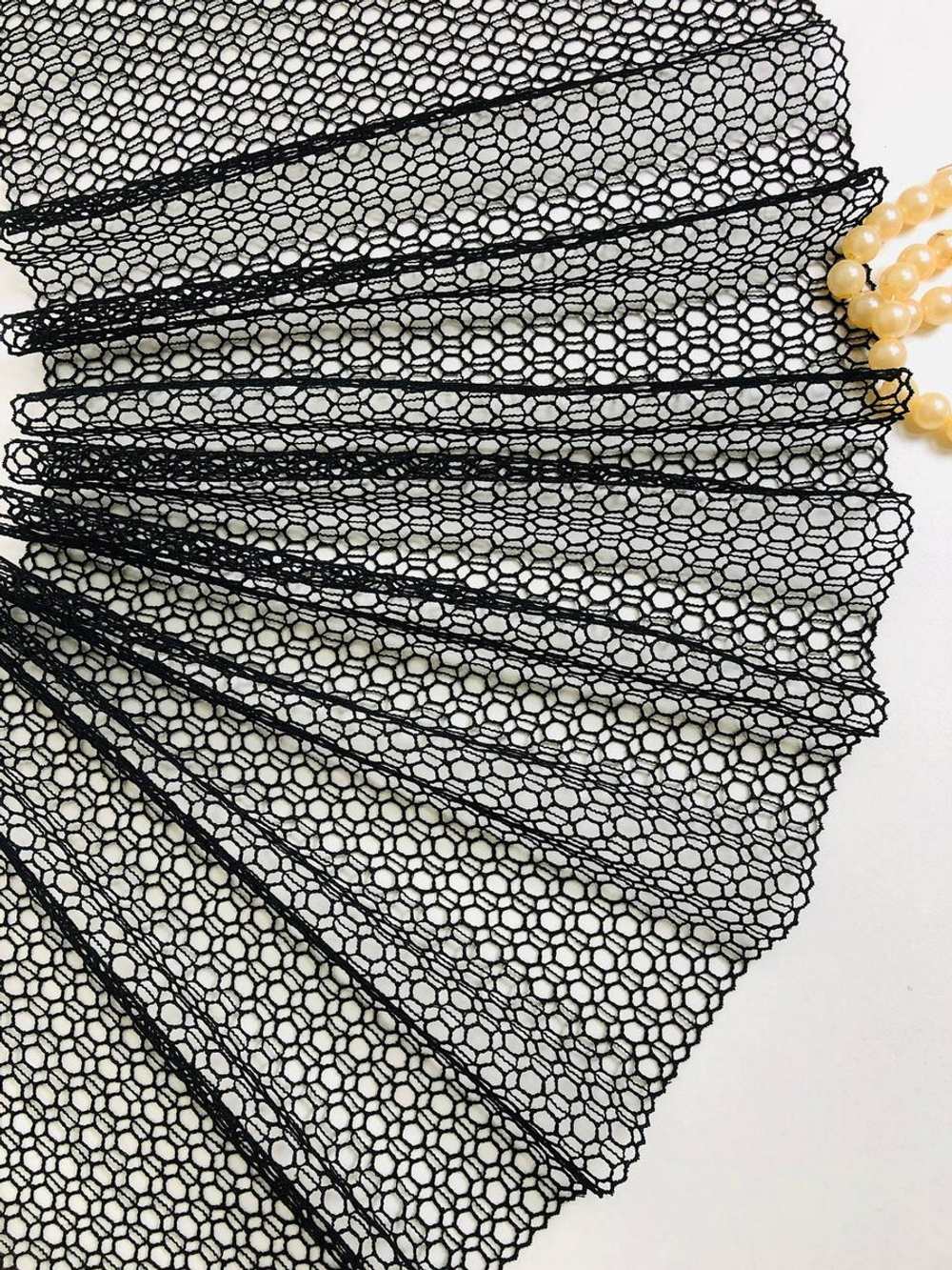 Тесьма сетка, черная, 22см, крупные соты