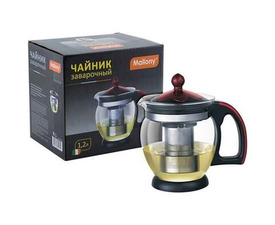 Чайник заварочный 1200мл, стекло/нерж.сталь, фильтр нерж сталь, Decotto-1200, 910112 Mallony