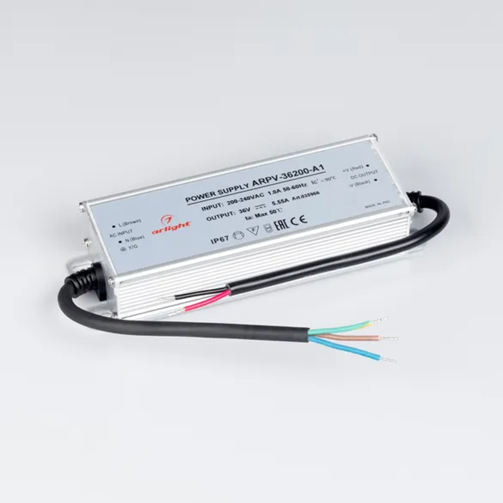 Блок питания ARPV-36200-A1 (36V, 5.55A, 200W) (Arlight, IP67 Металл, 3 года) 035966