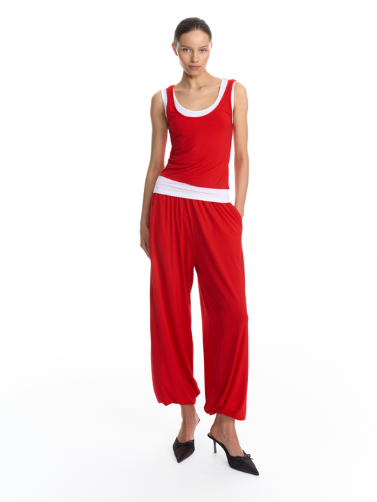 Двойной трикотажный топ красный