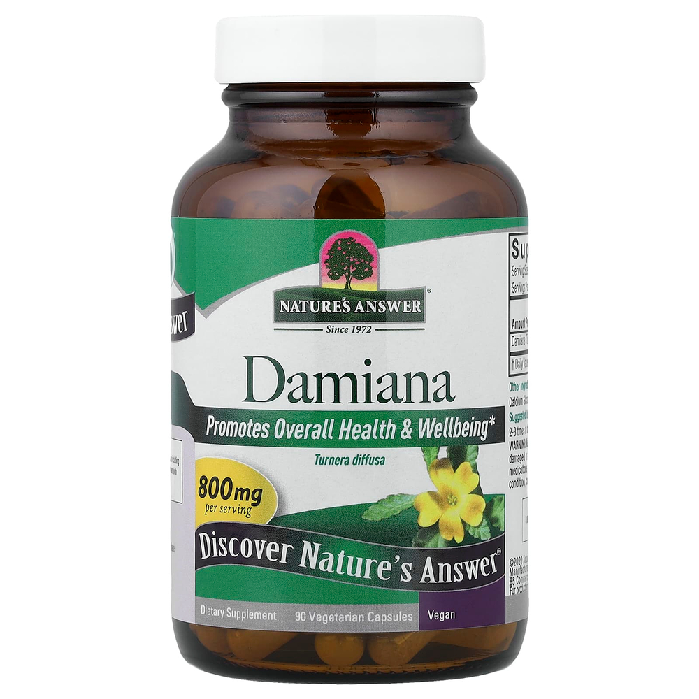 Nature's Answer, дамиана, 90 вегетарианских капсул (400 мг в 1 капсуле)