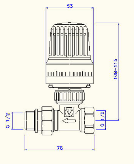 Клапан термостатический Valtec 1/2" угловой с термоголовкой арт. VT.047.N.04 для радиаторов