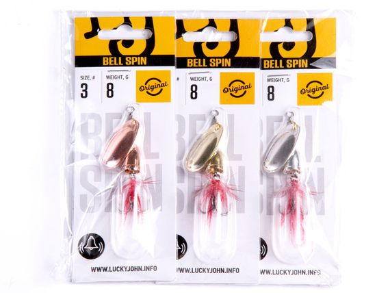 Блесна вращ. Lucky John BELL SPIN 03 08.5г C/G/S 3шт. набор