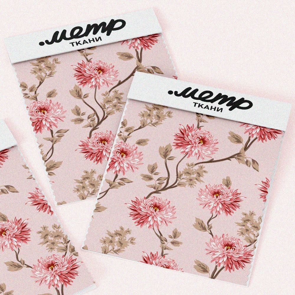 Ткань таффета нежные хризантемы