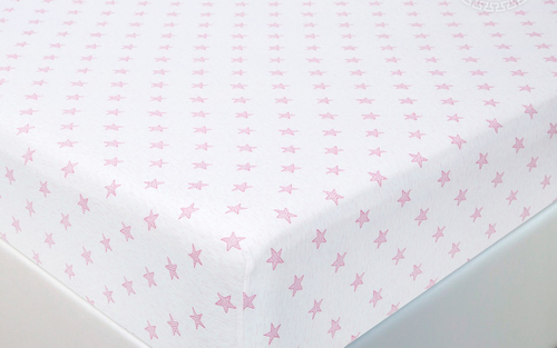 Простынь на резинке Звезды (розовый)