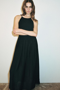 ZARA КОМБИНИРОВАННОЕ ПЛАТЬЕ НА БРЕТЕЛЯХ, ЧЕРНЫЙ