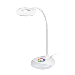 TLD-535 White-LED-250Lm-5500K-Dimmer Светильник настольный с ночником RGB. 4W. Встроенный аккумулятор 1800mAh. Сенсорный выключатель. Белый. TM Uniel.