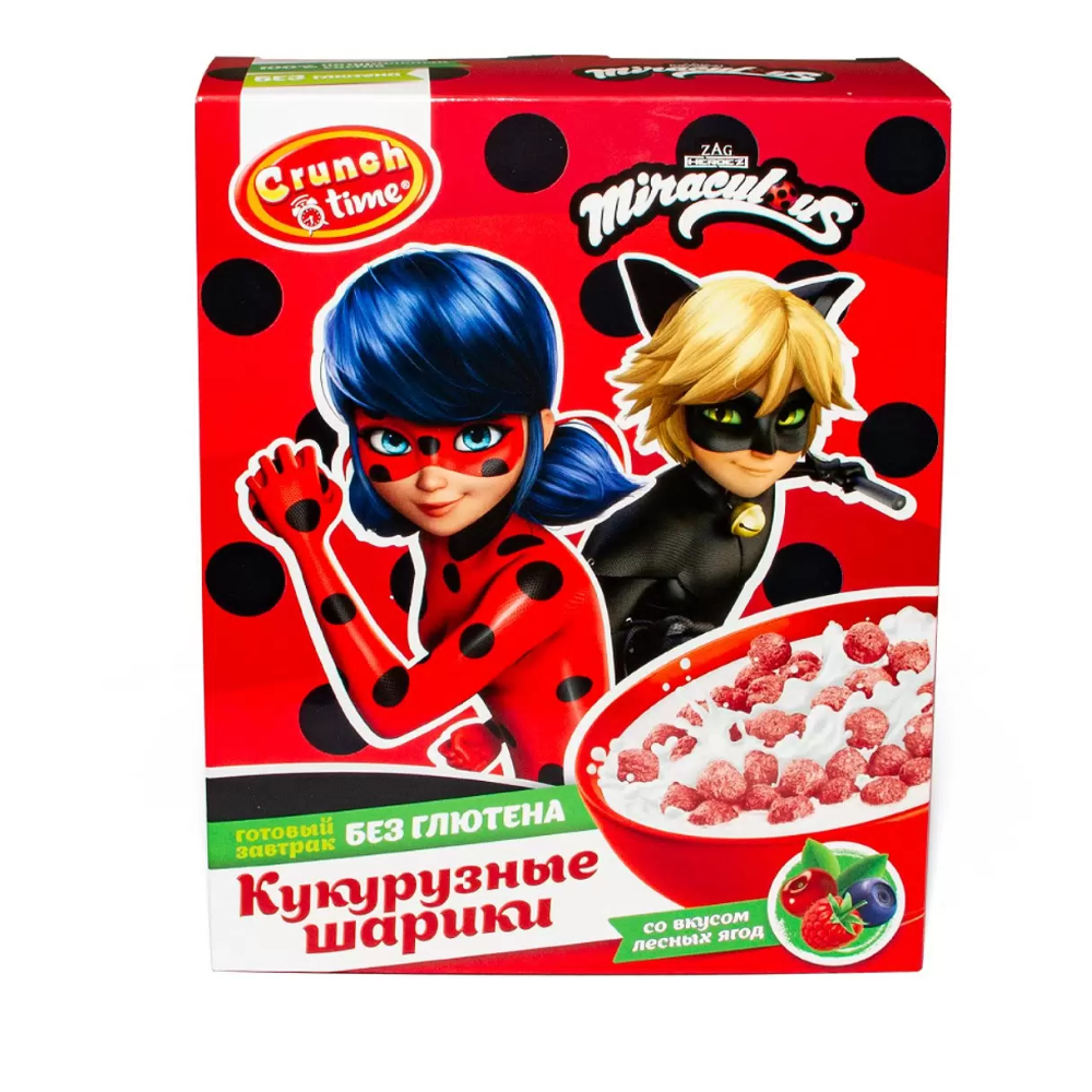 Сухой завтрак Crunch Time Кукурузные шарики со вкусом лесных ягод 170 гр