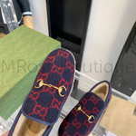 Женские лоферы Gucci GG Wool меховые с красным узором
