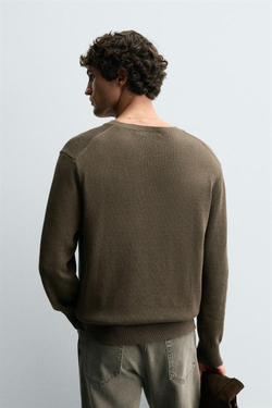 ZARA ДЖЕМПЕР С РЕЛЬЕФНЫМ УЗОРОМ, ТЕМНО-КОРИЧНЕВЫЙ