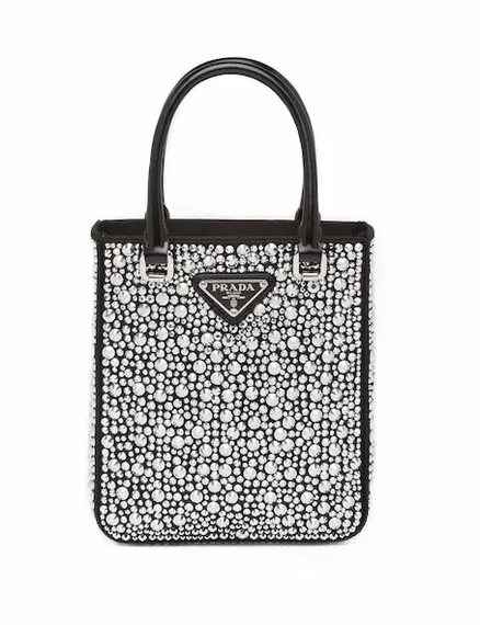 Мини-сумка Prada Duchess с кристаллами серебряный