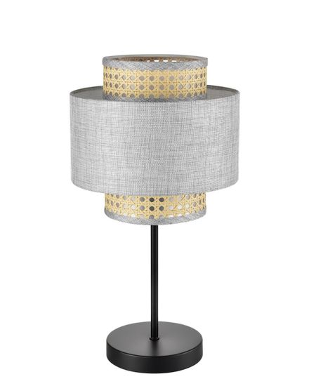 8043/1T MODERNI LN25 266 черный/серый/бежевый, металл/текстиль/ротанг Настольная лампа Е27 1*60W 220V LAUNA