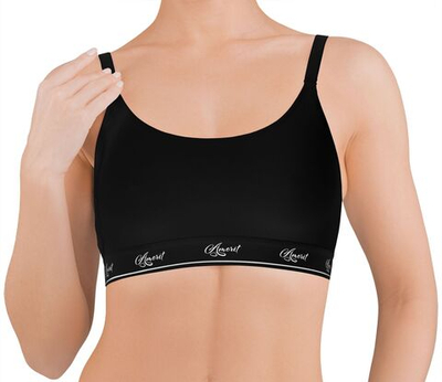 Хлопковый бюстгальтер-топ с брендированной резинкой (Размер: XL) (Цвет: черный)