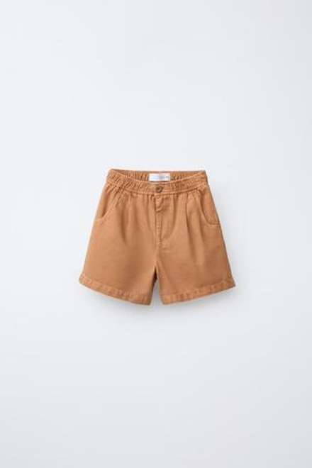 ZARA ШОРТЫ BALLOON С ЗАЩИПАМИ, ЧЕРЕПИЧНЫЙ