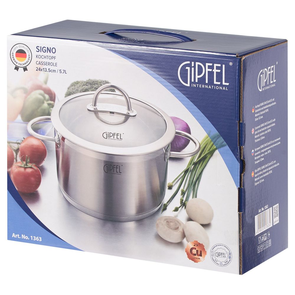 Кастрюля из нержавеющей стали Gipfel Signo 1363 24 см/5,7 л