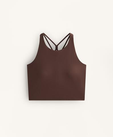 Oysho Майка Comfortlux с чашками и полосками на спине, коричневый