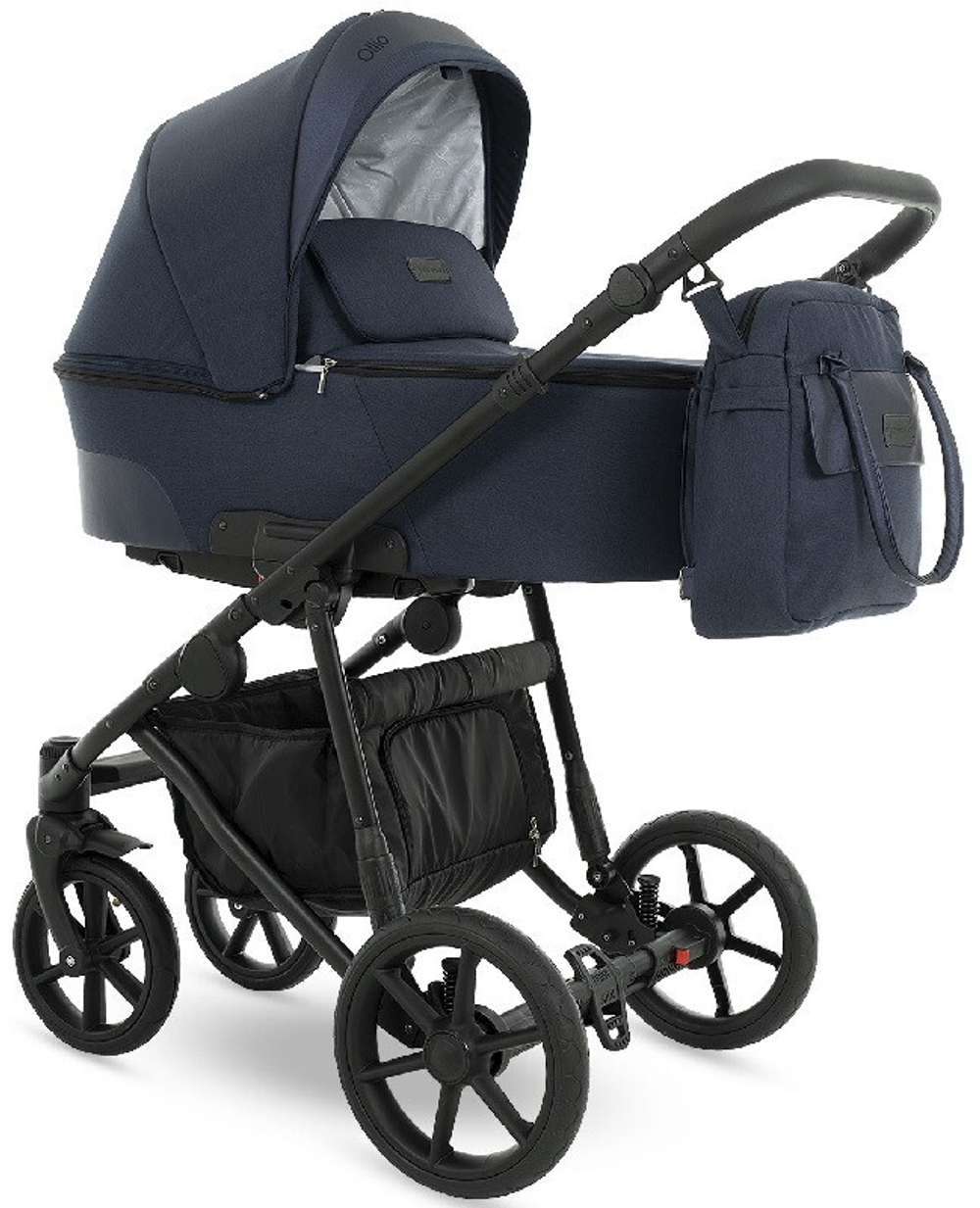 Детская коляска Camarelo Ollio 3 в 1 WOL-04 синий мелаж-синяя экокожа