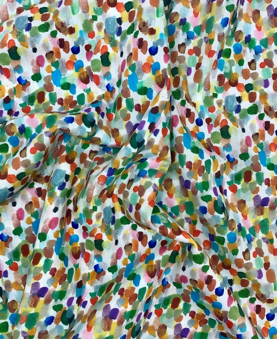 Коттон принт, пятна цветные на белом DGT