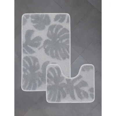 Комплект ковриков для ванной и туалета My Crystal серия Gold 50*60см, 60*100см серый, папоротник