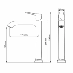 Смеситель для раковины высокий WONZON & WOGHAND FLEX WW-88019072-MB черный матовый