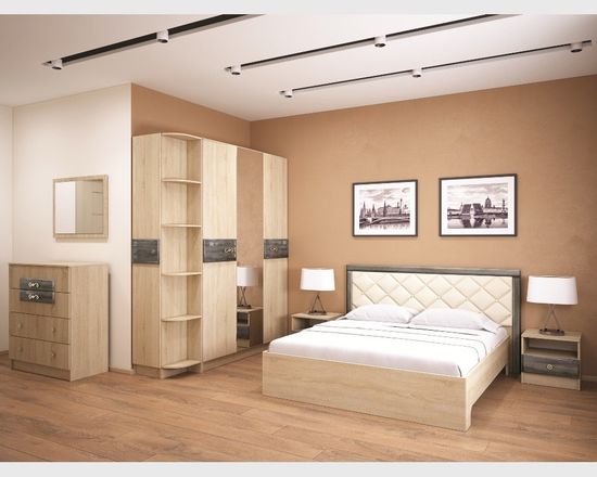 Спальня модульная МАДЛЕН-1 дуб шале серебро