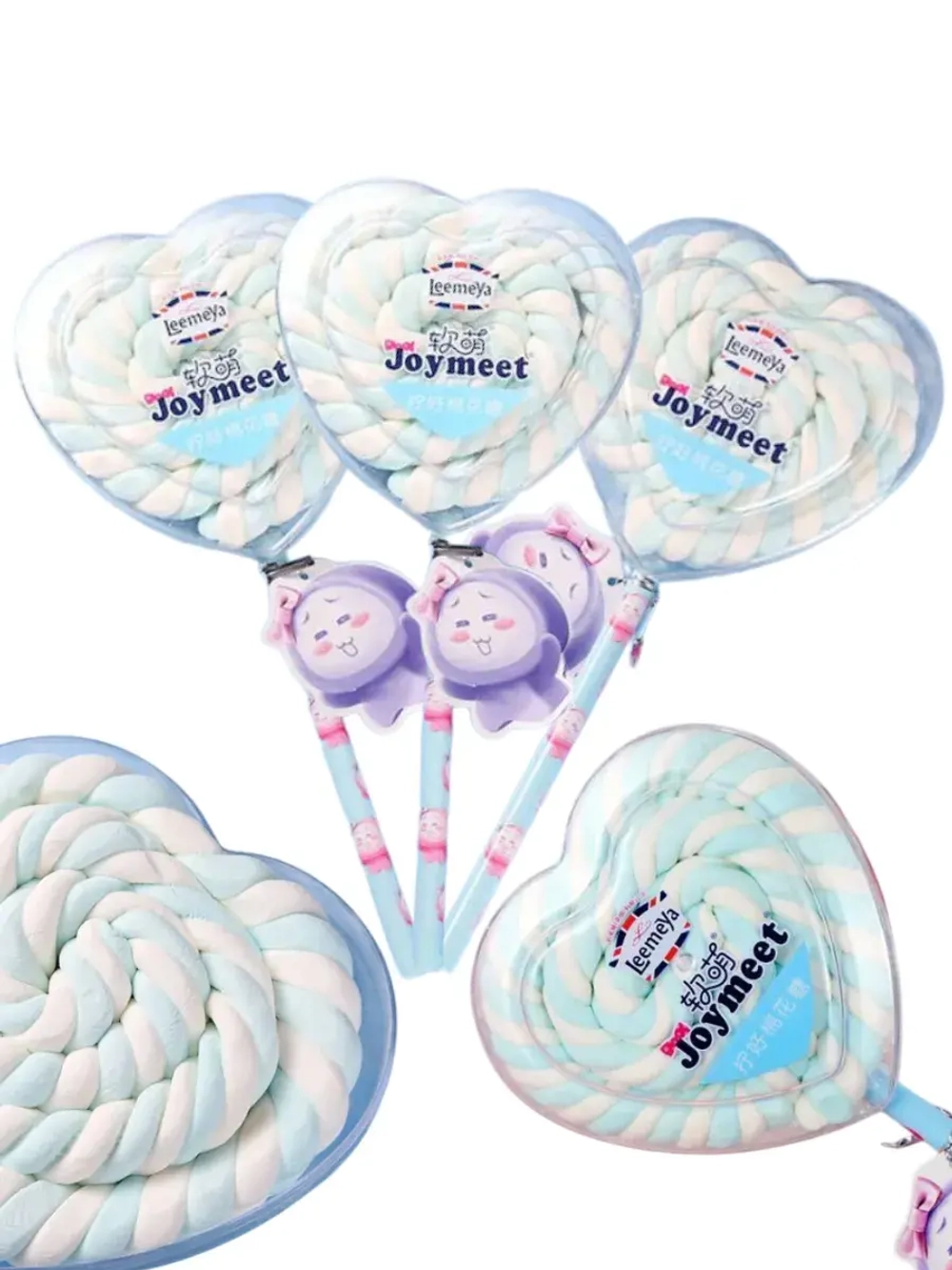 Воздушный зефир на палочке Голубое Сердце 60 г * 3 шт