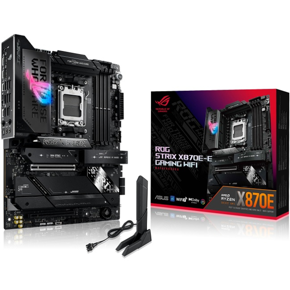 Материнская плата ASUS ROG STRIX X870E-E GAMING WIFI (AM5/AMD X870E/4xDDR5/2xPCI-Ex16/PCI-Ex4/5xM.2/SB/Wi-Fi/HDMI/ATX)