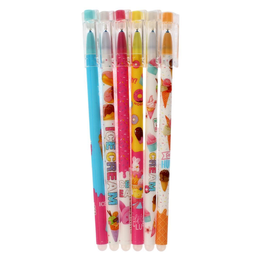 Ручка пиши-стирай гелевая 0,5 мм синяя "Мороженое"