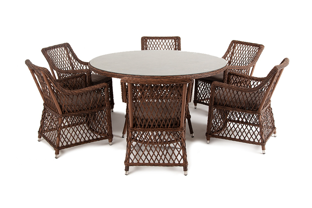 "Эспрессо–150 L" обеденная группа плетеная, цвет коричневый