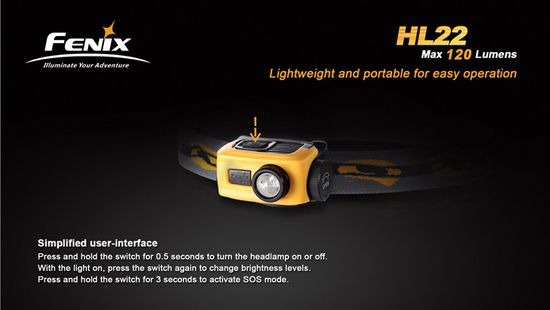 Налобный светодиодный фонарь Fenix HL22 серый 120 люмен