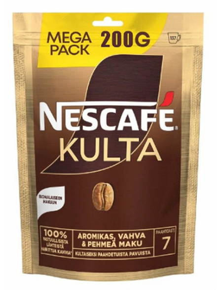 Кофе NESCAFE Kulta 200 г, растворимый, 90 порций, сублимированный, в мягкой упаковке