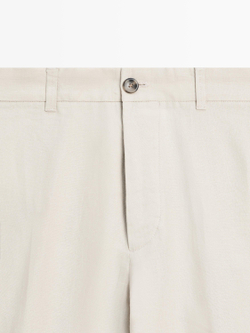 Massimo Dutti Зауженные льняные брюки, бежевый