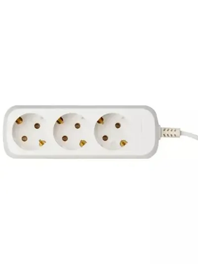 Удлинитель Intro UE315-W сетевой электрический бытовой с заземлением 3 розетки, 1,5 м, ПВС 3х0,75мм2, 10А, белый
