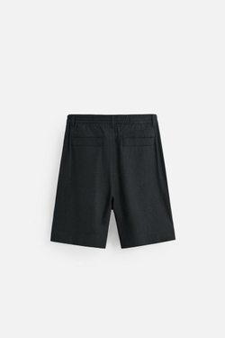 ZARA ШОРТЫ ОВЕРСАЙЗ ИЗО ЛЬНА И ВИСКОЗЫ, ЧЕРНЫЙ