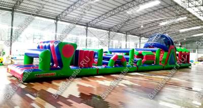 Коммерческая надувная полоса препятствий "Азарт" 25*3,5*4,5 м