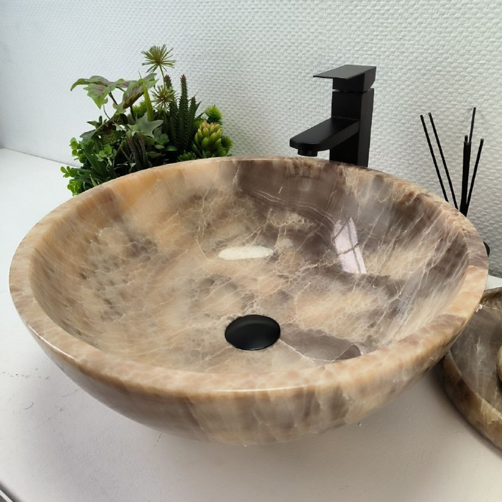 Раковина из оникса Bowl Grey TinLip BO-62968 45*45*17 42