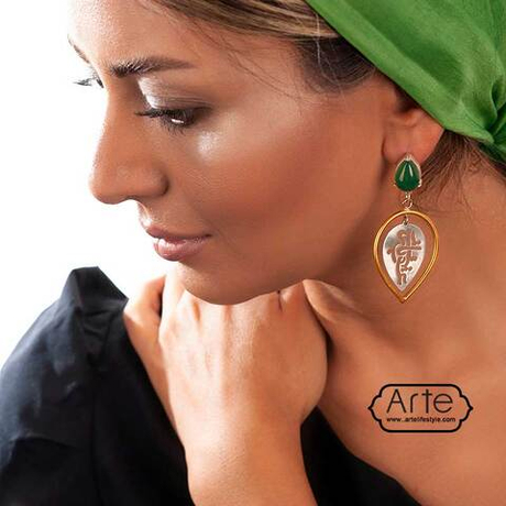 Серебряные серьги с нефритом Arte No Bacpehar 20220502 Иран