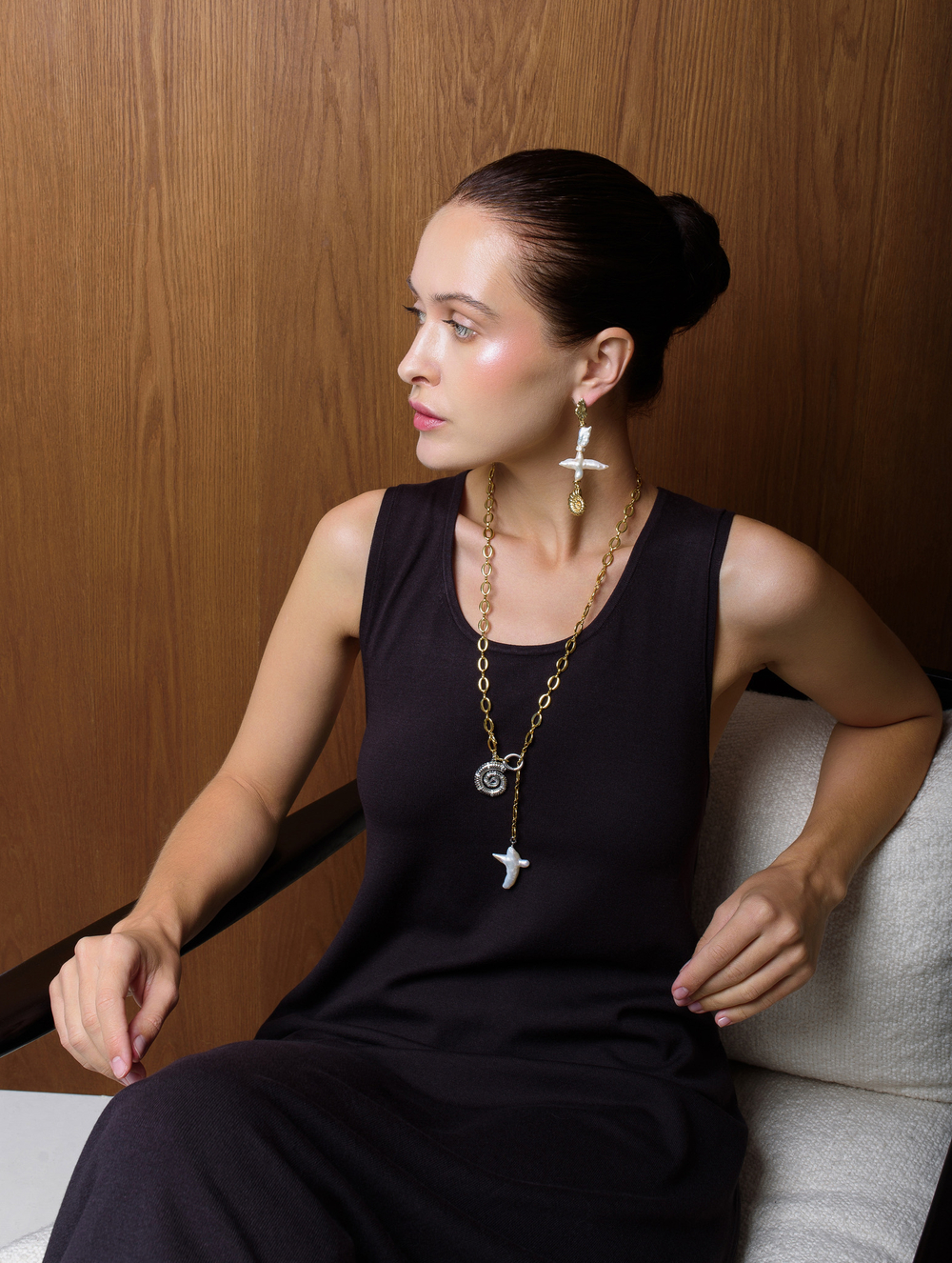 Сотуар "Oval pearl chain" Gold