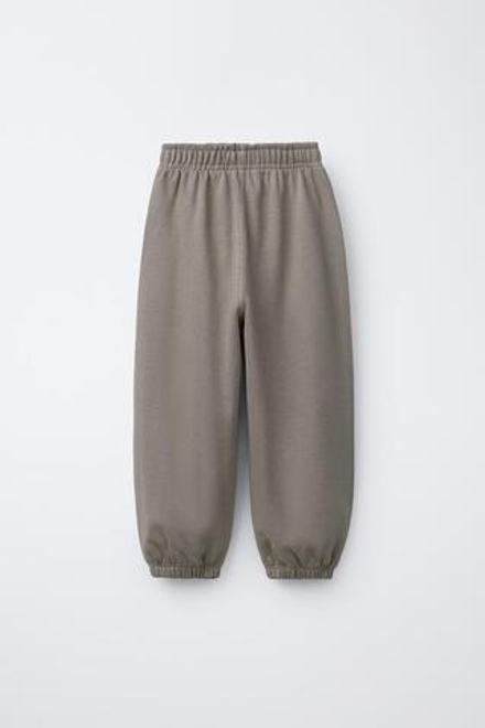 ZARA ФЛИСОВЫЕ БРЮКИ BALLOON С НАДПИСЬЮ, БЕЖЕВЫЙ