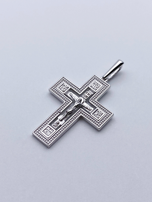 Крест из серебра/Родий/С подвижным ухом