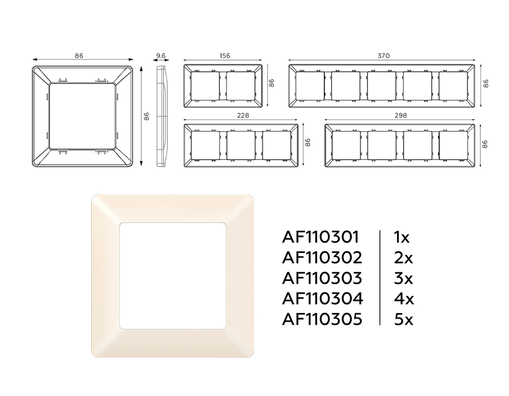 AF110304 Рамка ALFA Line (Бежевый глянец) 4-ая