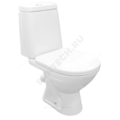 Унитаз-компакт косой выпуск нижний подвод с арматурой 2/реж слив кнопка с сиденьем полипропилен белый Сканди Rosa (Кировская керамика)