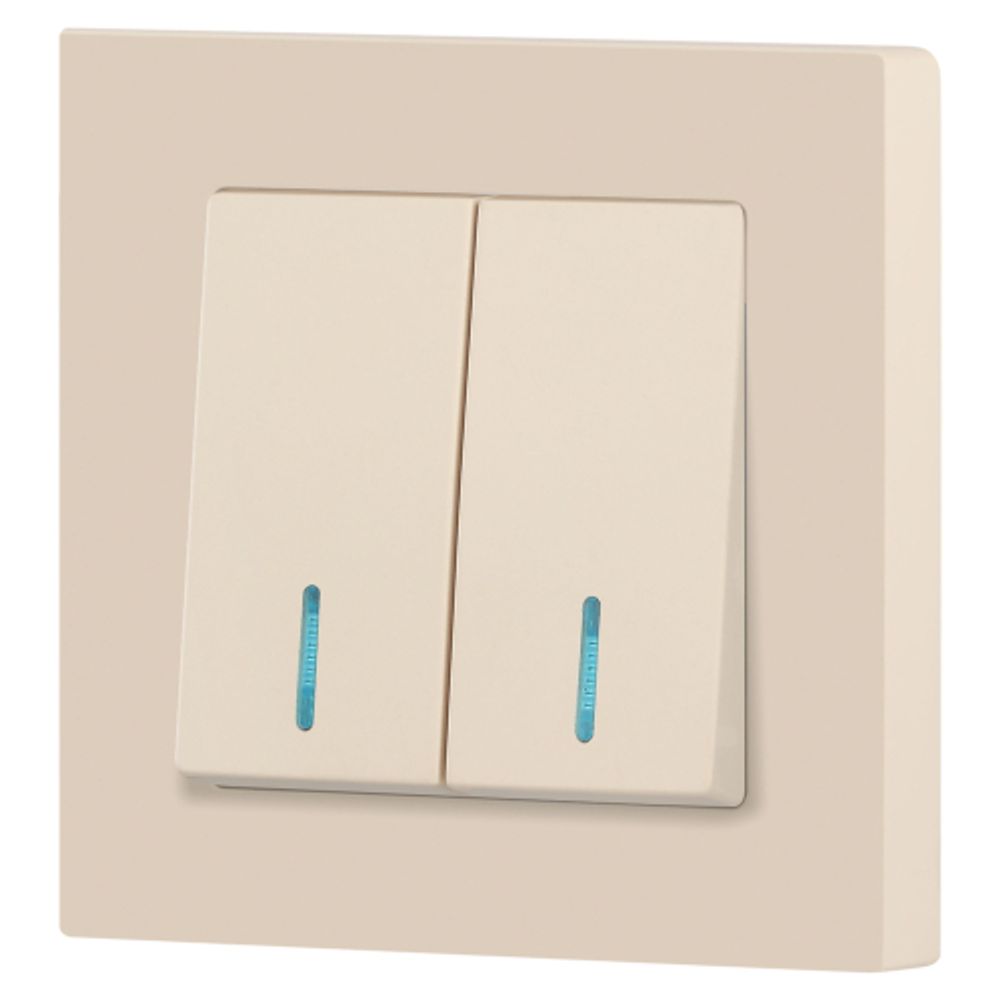 Выключатель Intro Accent 6-105-02 двойной с подсветкой, 10А-250В, IP20, СУ, AL/CU, слоновая кость