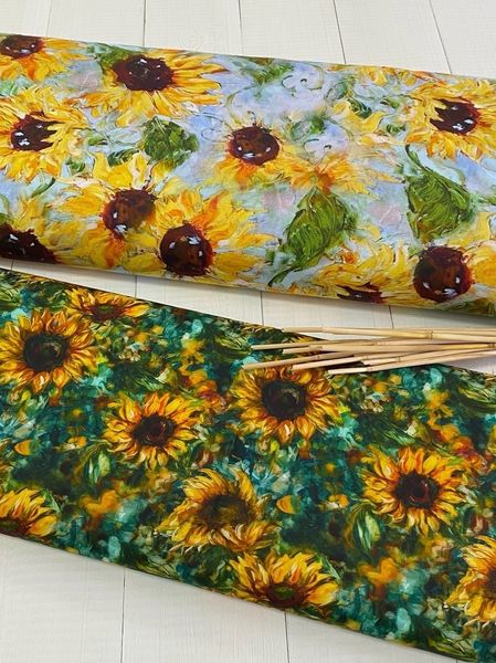 ПОДСОЛНУХИ НА ЗЕЛЕНОМ, 100% хлопок Handmade Fabrics 4