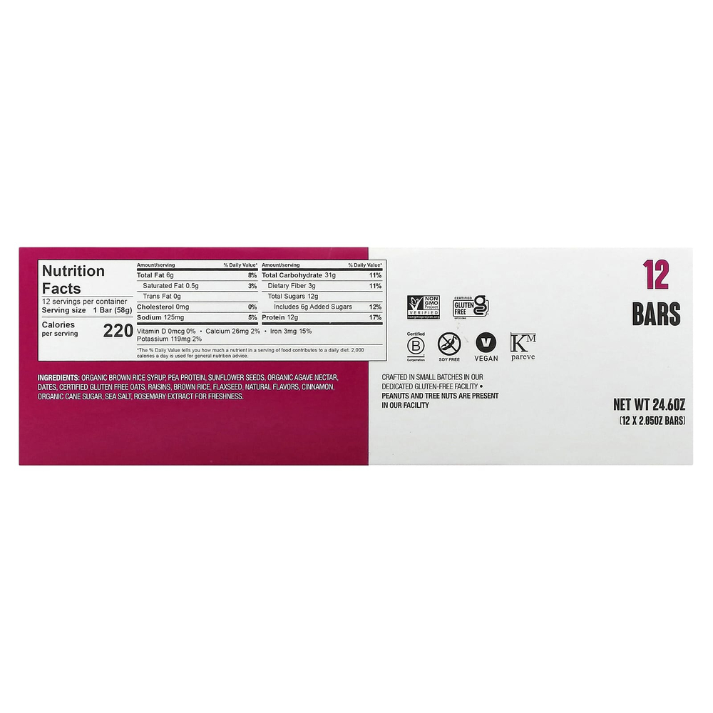The GFB, Батончики без глютена, овсяные батончики с изюмом, 12 батончиков, 58 г (2,05 унции) каждый