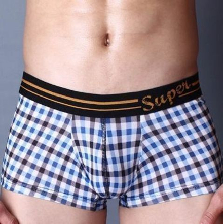 Мужские трусы боксеры в синюю клетку Superbody Grey&Blue Plaid Check