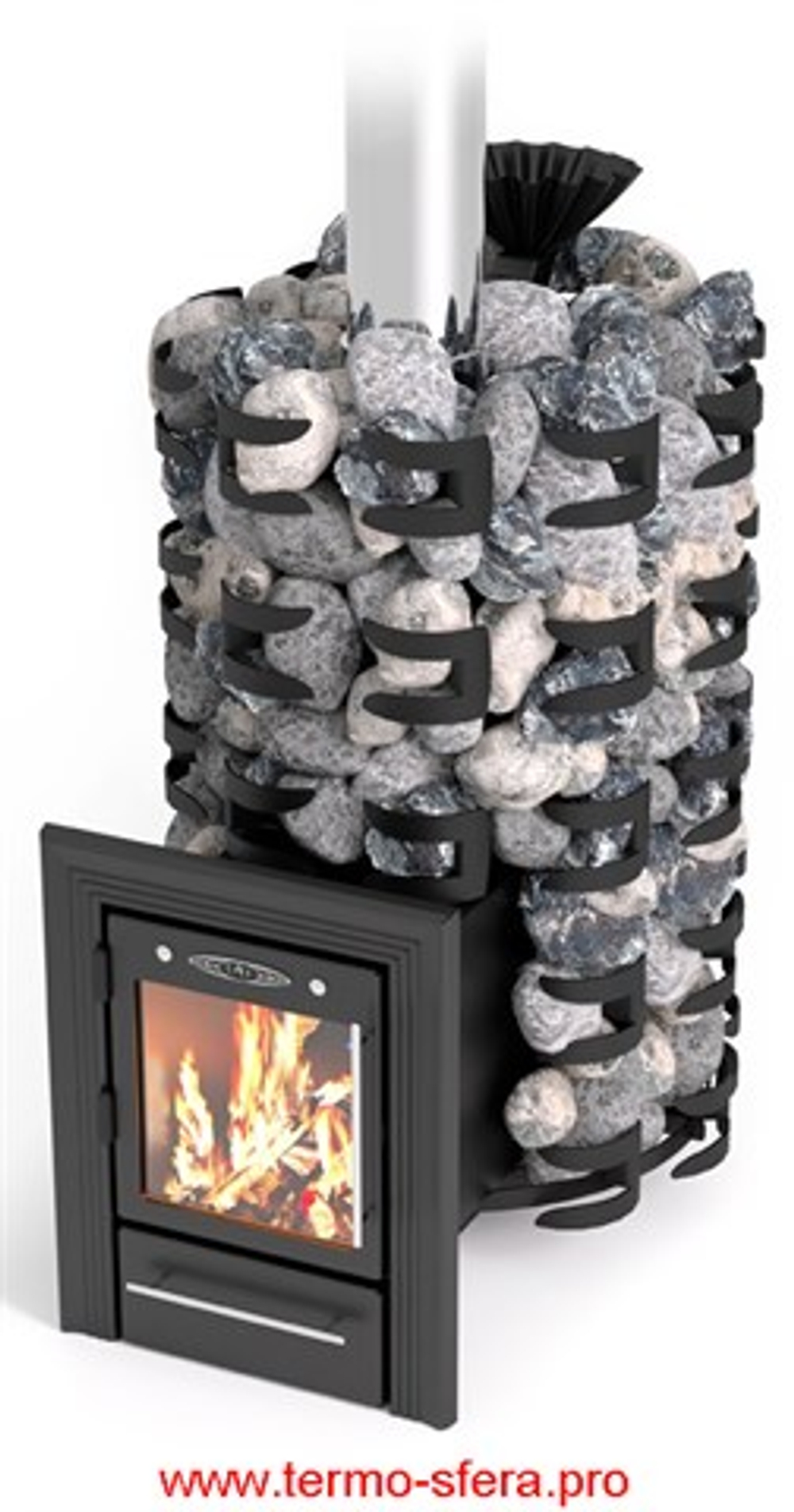 Банная печь-несетка Семирамида Inox Люмина антрацит ТМФ