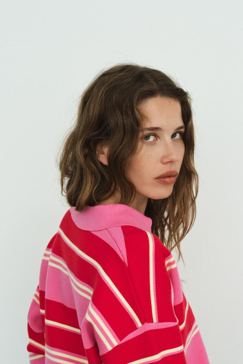 ZARA ДЖЕМПЕР С ВОРОТНИКОМ ПОЛО В ПОЛОСКУ, РАЗНОЦВЕТНЫЙ